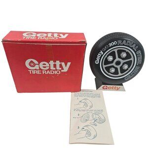 Getty Tire Radio 200 Radial Steel Belted Vintage Boxed Stand Works TR700